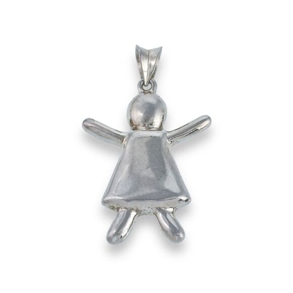 Vintage Sterling Silver 925 Girl Child Hug Arms Out Pendant - Picture 1 of 4